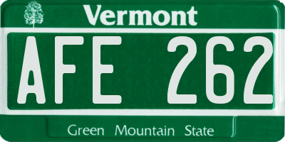 VT license plate AFE262