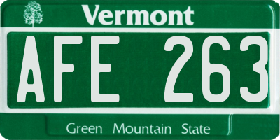 VT license plate AFE263