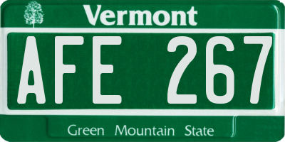 VT license plate AFE267