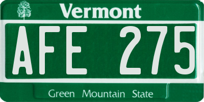 VT license plate AFE275