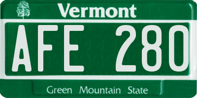 VT license plate AFE280