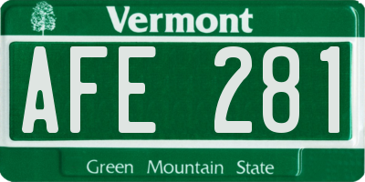 VT license plate AFE281