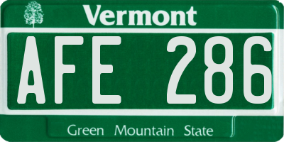 VT license plate AFE286
