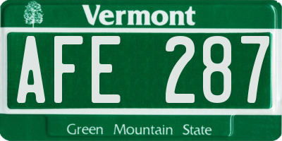 VT license plate AFE287
