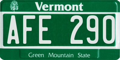 VT license plate AFE290