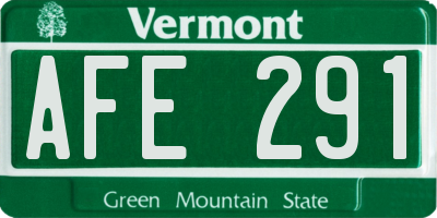 VT license plate AFE291