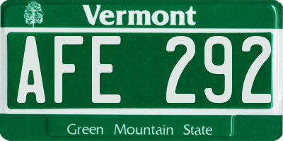 VT license plate AFE292