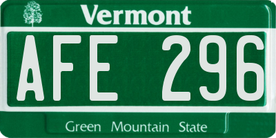 VT license plate AFE296