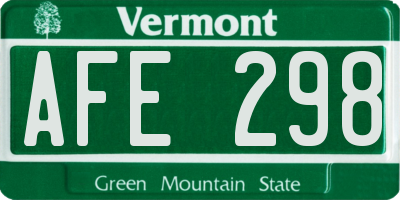VT license plate AFE298