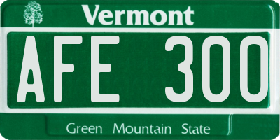 VT license plate AFE300