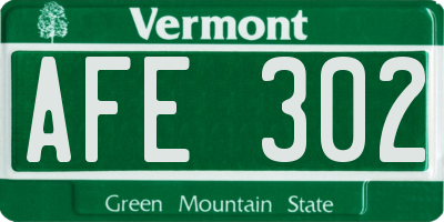 VT license plate AFE302