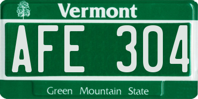 VT license plate AFE304