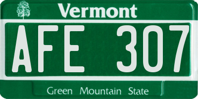 VT license plate AFE307