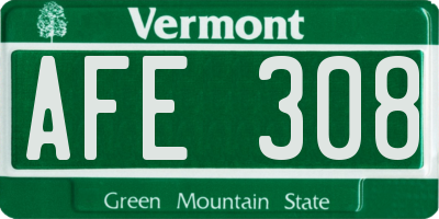 VT license plate AFE308