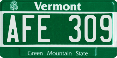 VT license plate AFE309