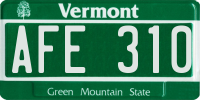VT license plate AFE310