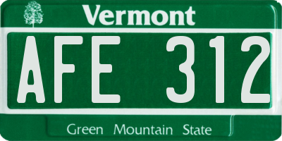 VT license plate AFE312
