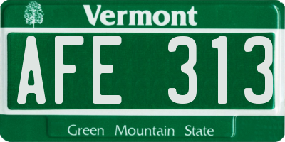 VT license plate AFE313