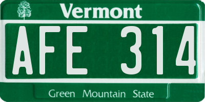 VT license plate AFE314