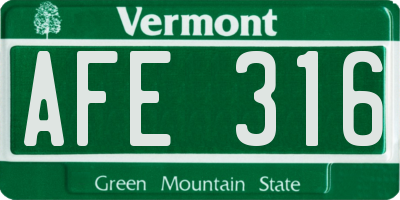 VT license plate AFE316