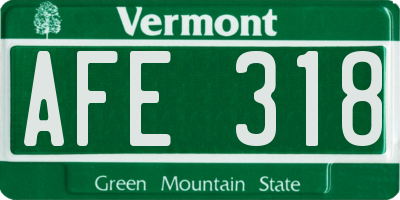 VT license plate AFE318