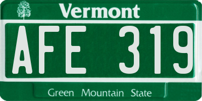 VT license plate AFE319