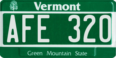 VT license plate AFE320