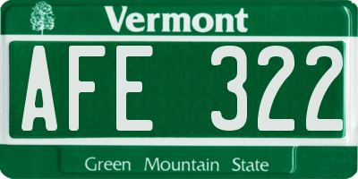 VT license plate AFE322