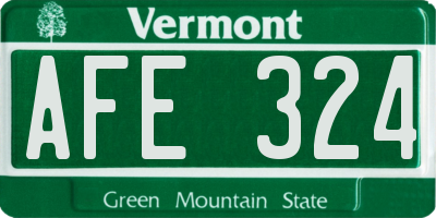 VT license plate AFE324