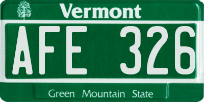 VT license plate AFE326