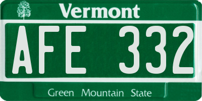 VT license plate AFE332
