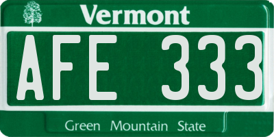 VT license plate AFE333