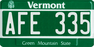 VT license plate AFE335