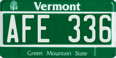 VT license plate AFE336