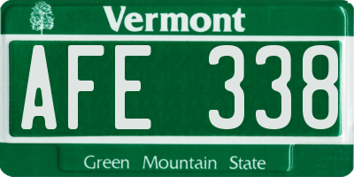 VT license plate AFE338