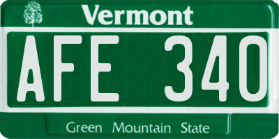 VT license plate AFE340