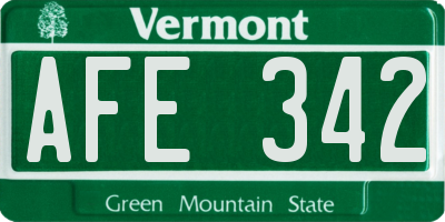 VT license plate AFE342