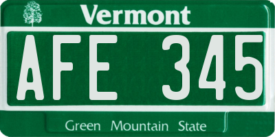VT license plate AFE345