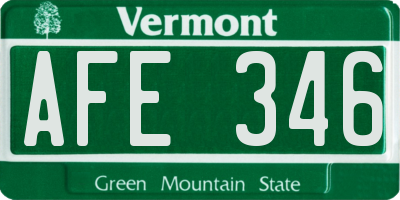 VT license plate AFE346