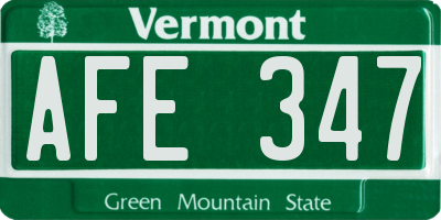 VT license plate AFE347