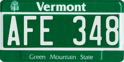 VT license plate AFE348