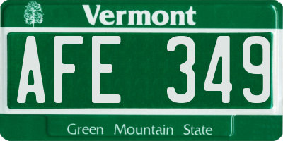 VT license plate AFE349