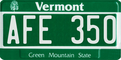 VT license plate AFE350