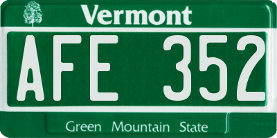 VT license plate AFE352