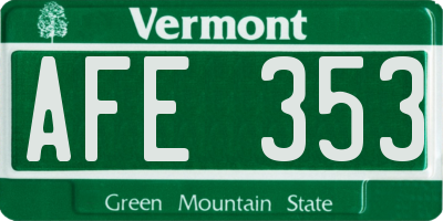 VT license plate AFE353