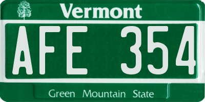 VT license plate AFE354