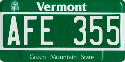 VT license plate AFE355