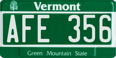 VT license plate AFE356