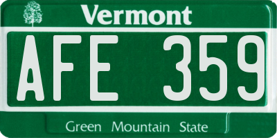 VT license plate AFE359