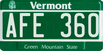 VT license plate AFE360